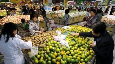 China’s consumer price index rose 6.1 per cent last month from a year earlier, slowing marginally from an annual rise of 6.2 per cent in August. Liu Jin / AFP