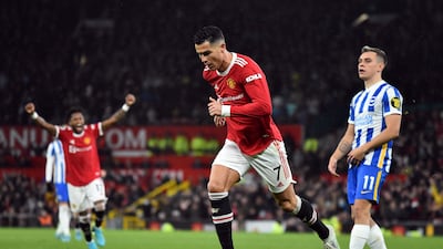 United's Cristiano Ronaldo celebrates after scoring. Reuters