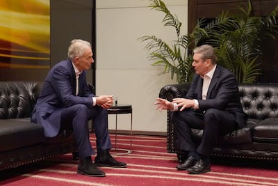 Tony Blair, pictured with Keir Starmer in 2023, has suggested a new policy debate is needed in the UK. Getty Images