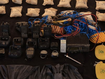 Communications devices seized in the operations. photo: @syrianmoi / X