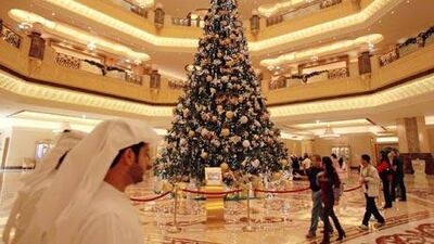 It may still be the world's most expensive Christmas tree but it didn't actually cost any money, the Emirates Palace Hotel said yesterday.