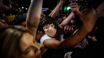 Supporters of the presidential candidate Javier Milei participate in a rally in Buenos Aires, Argentina. EPA