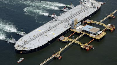 The Idemitsu Maru, known as a 'very large crude carrier', arrives in Chita, Japan, after crossing the Strait of Hormuz, carrying two million barrels of Saudi oil. Reuters