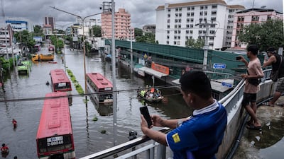 Authorities have declared a public disaster across all 50 districts of Bangkok that have been swamped by the torrential rain and flooding. AFP