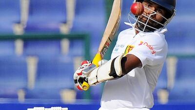 Kaushal Silva, the Sri Lanka opening batsman, was dismissed off the last ball of the day for 81. Ishara S Kodikara / AFP