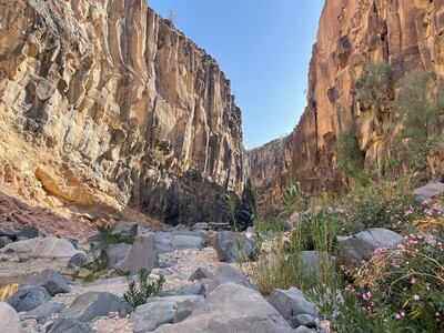 Rock formations in Wadi Hidan, part of the Jordan Trail