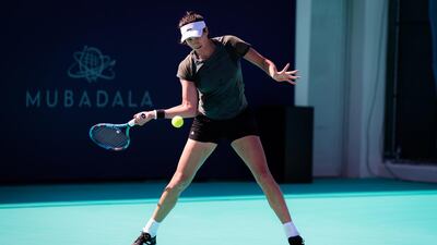 Garbine Muguruza of Spain during practice ahead of the 2021 Abu Dhabi WTA Womens Tennis Open WTA 500 tournament. Jimmie 48 / WTA