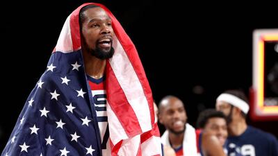 Kevin Durant celebrates.