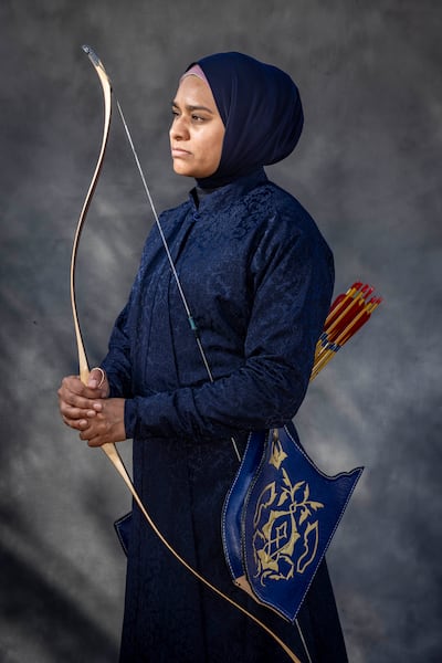 Nadia Gilmore, who travelled from the UK with her family to participate in the games. Her family are part of the Liverpool branch of the Mamluk Academy UK. Antonie Robertson / The National