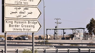 An Israeli army inspection point on the road leading to the King Hussein Bridge, also known as the Allenby Bridge, the main border crossing between the occupied West Bank and Jordan. AFP