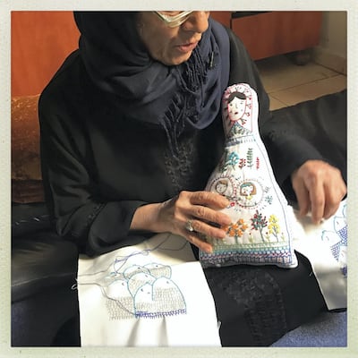 An 82-year-old woman from Shatila is one of the charity's best embroiderers. Ana Collection