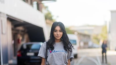 Vydia Rishie wearing Vetements tshirt, skirt, socks and sneakers at day 4 during Mercedes-Benz Fashion Week Resort 18 Collections at Carriageworks on May 17, 2017 in Sydney, Australia. Photo by Christian Vierig / Getty Images