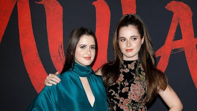 Laura Marano and Vanessa Marano at the world premiere of Disney's 'Mulan' at the Dolby Theatre in Hollywood on March 9, 2020. EPA