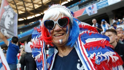A France supporters cheers. AP Photo