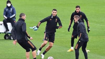 Cristiano Ronaldo during training ahead of the clash against Lionel Messi's Barcelona. EPA