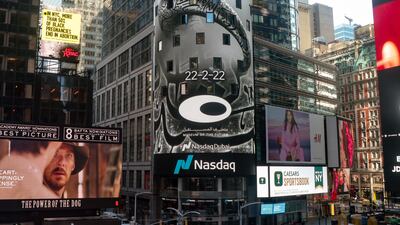 The opening of Museum of the Future is displayed in Times Square, New York. Photo: Dubai Financial Market