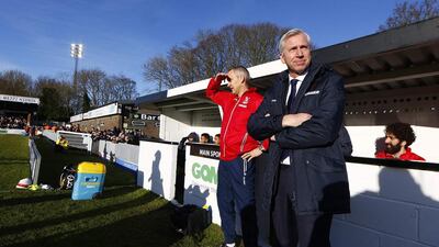 Crystal Palace's new manager Alan Pardew stands in front of the dugout before their FA Cup third round match against Dover Athletic on Sunday, which they won 4-0 away. Eddie Keogh / Reuters