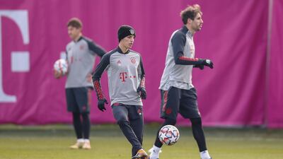 Bayern Munich's Tiago Dantas during training on Monday. Getty