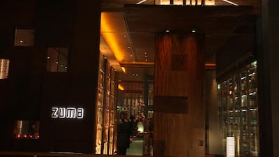 Entrance of the Zuma restaurant at DIFC in Dubai. Pawan Singh / The National