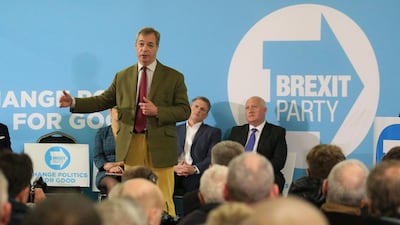Brexit Party leader Nigel Farage takes part in a campaign event in Hull on November 14, 2019. AFP / Lindsey Parnaby