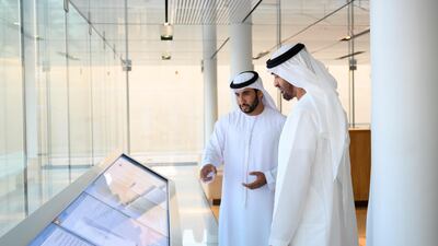 Sheikh Mohamed bin Zayed tours the Qasr Al Muwaiji exhibition.