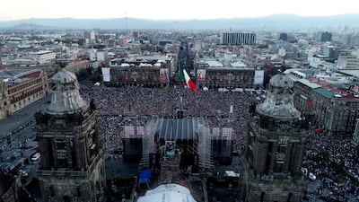 Aerial view of the Zocalo square during the AMLO Fest to celebrate Mexico's new President Andres Manuel Lopez Obrador in Mexico City. Reuters