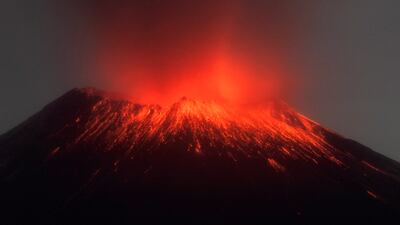 Glowing lava around the caldera of Popocatepetl on Monday, May 22. EPA