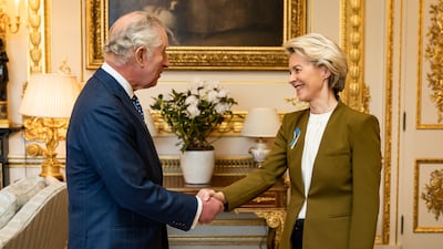 Britain's King Charles III receives Ms von der Leyen during an audience at Windsor Castle. PA