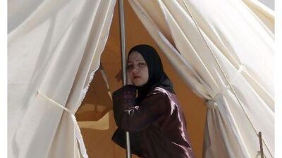 A Syrian refugee in a refugee camp in the Turkish border town of Boynuegin yesterday. Osman Orsal / Reuters