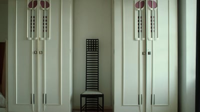 Typical Charles Rennie Mackintosh furniture designs at Hill House, Helensburgh, Argyll & Bute. Courtesy Visit Scotland