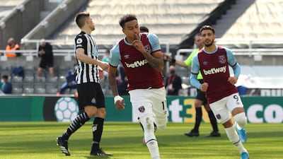 Jesse Lingard of West Ham United celebrates after scoring a penalty for his team's second goal against Newcastle United. Getty