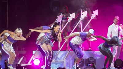 It wasn’t the first time Perry has performed at an aviation themed event in Dubai — the singer headlined the FAI World Parachuting Championships Closing Ceremony in December 2012. Antonie Robertson / The National
