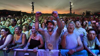 Desert Trip festival-goers ranged from baby boomers to millennials as music fans gathered at the Empire Polo Club, Palm Springs, to watch six legendary rock acts play. Mark Ralston / AFP.