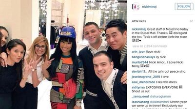 A screenshot from Nicki Minaj's Instagram account