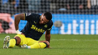 His ability in the air helped repel early Luton pressure but pulled up later in first half with what looked like hip problem and forced off injured. AFP