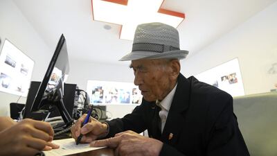 An elderly South Korean man visits the Red Cross office in Seoul on June 22, 2018 to fill out applications for an expected inter-Korean family reunion programme. Jung Yeon-je / AFP