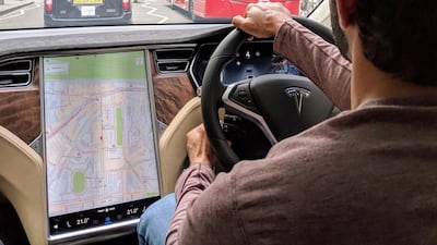 Driving through London in a Tesla. Instagram / Faz3