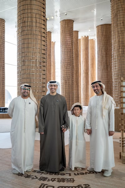 UAE ambassador to Japan, Shihab Al Faheem, with Emirati youth ambassadors who speak fluent Japanese, and won fans among the Japanese public. Photo: UAE Pavilion