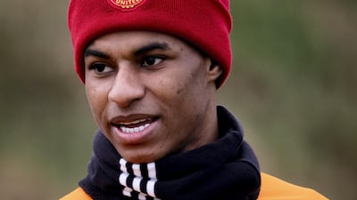 Marcus Rashford of Manchester United in action during first team training. Getty