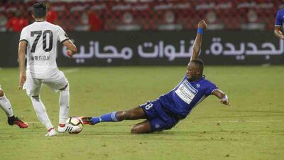 AL Nasr winger Jires Kembo Ekoko, right, in action against Al Ahli in the Arabian Gulf League on September 22, 2016. Antonie Robertson/The National