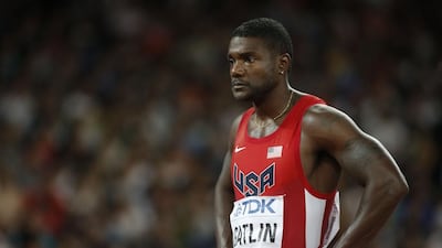 USA’s Justin Gatlin prepares to compete in a men’s 200-metre heat yesterday at Beijing. The final for the event is Thursday. Adiran Dennis / AFP