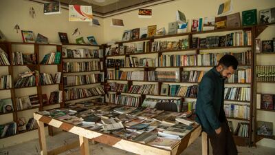 Kamiran Kamal Khalaf standing inside his newly opened bookstore in the city of Sinjar north of Iraq. Haider Husseini for The National