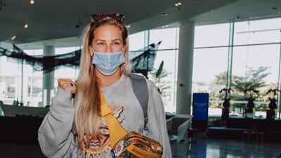 Katlyn Chookagian arrives at W Abu Dhabi - Yas Island hotel ahead of UFC Fight Night. Courtesy UFC