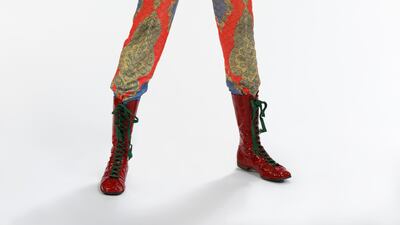 Quilted two-piece suit, 1972, designed by Freddie Burretti for the Ziggy Stardust tour. Photo: The David Bowie Archive