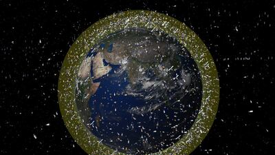 An artist's impression of space debris objects in low-Earth orbit. ESA