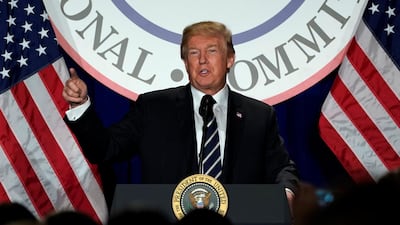 US President Donald Trump addresses the Republican National Committee's winter meeting at the Washington Hilton on February 1, 2018. Yuri Gripas / Reuters