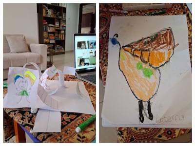 The writer saw the neatness of her daughter's home-schooling assignments improve as the weeks went by. Panna Munyal / The National