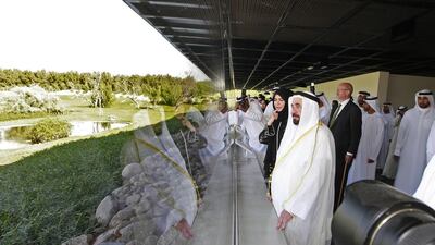 Dr Sheikh Sultan bin Mohammed Al Qasimi, Ruler of Sharjah, officially opens the Wasit Wetland Centre. Jeffrey E Biteng / The National