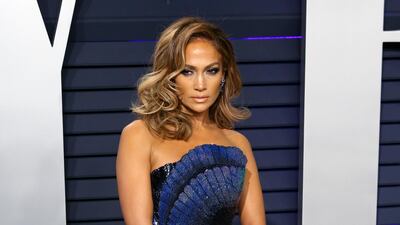 Jennifer Lopez in Zuhair Murad at the 2019 Vanity Fair Oscar Party on February 24, 2019. EPA