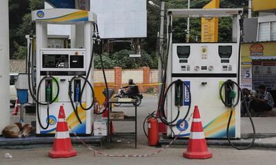 A closed petrol station during a nation-wide strike in Bangalore, India. EPA